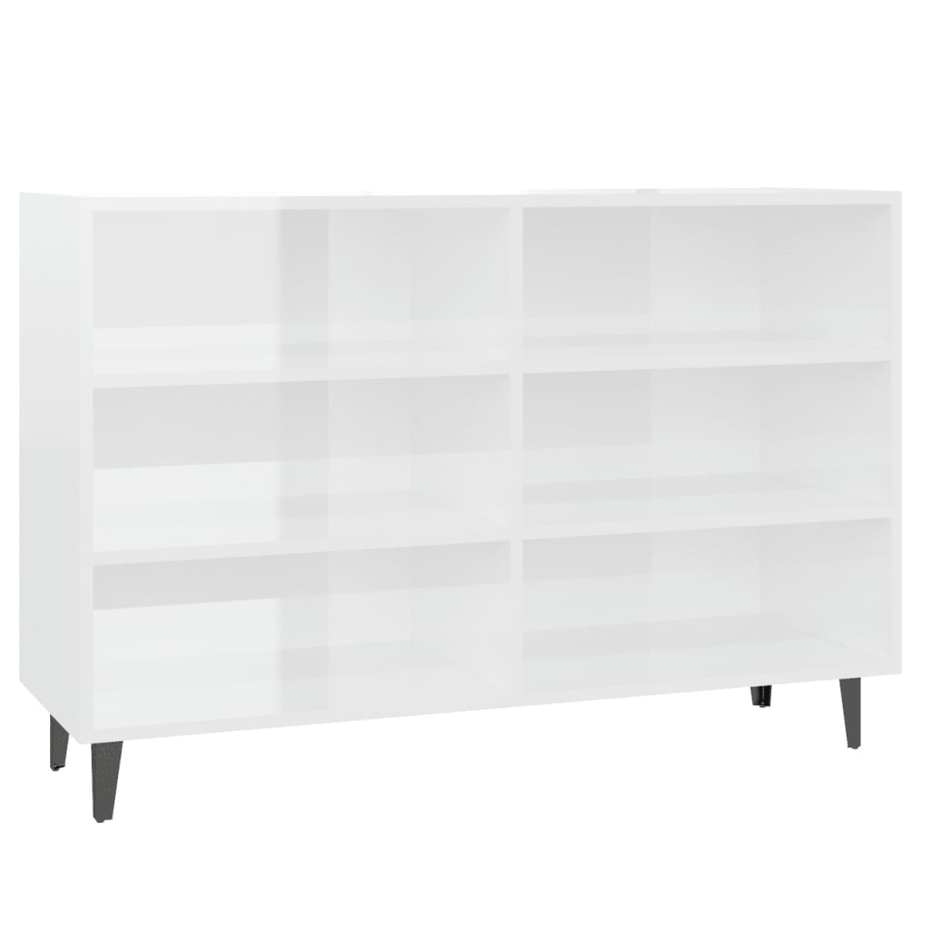 Skænk Højglans Hvid 103,5x35x70 cm Træmateriale