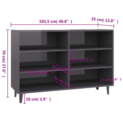 Sideboard Hochglanz-Grau 103,5x35x70 cm Holzwerkstoff