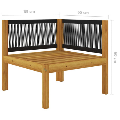 2-Sitzer-Gartenbank mit Kissen Holz Akazie & Seil