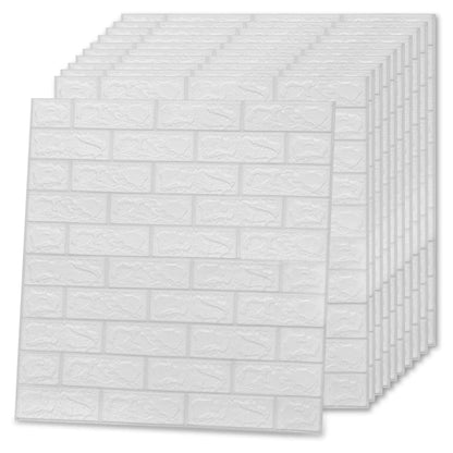 3D Tapete Ziegelstein Selbstklebend 10 Stk. Weiß
