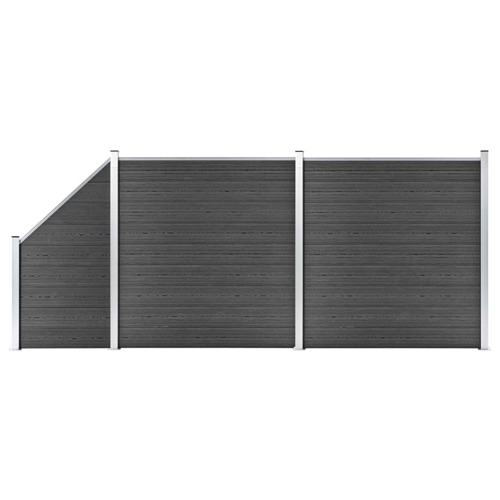 Zaunelement Set WPC 446x(105-186) cm Schwarz