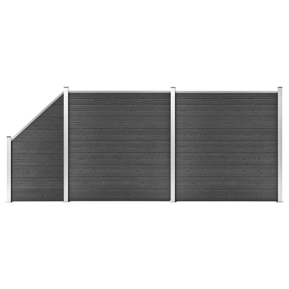 Zaunelement Set WPC 446x(105-186) cm Schwarz