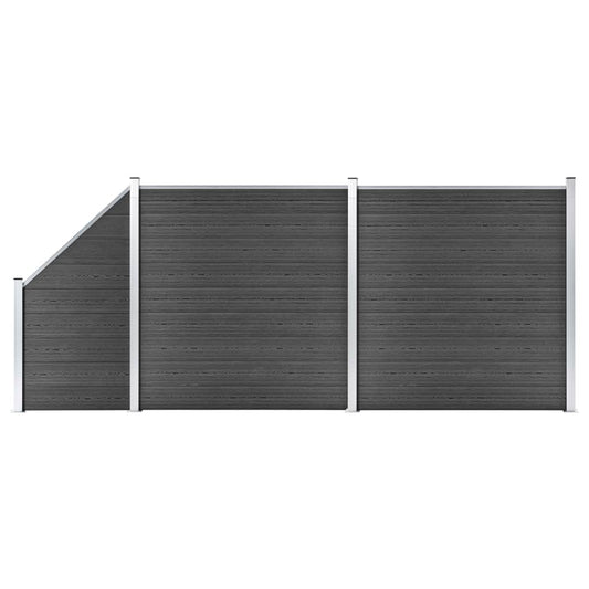 Zaunelement Set WPC 446x(105-186) cm Schwarz