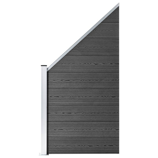 Zaunelement Set WPC 446x(105-186) cm Schwarz