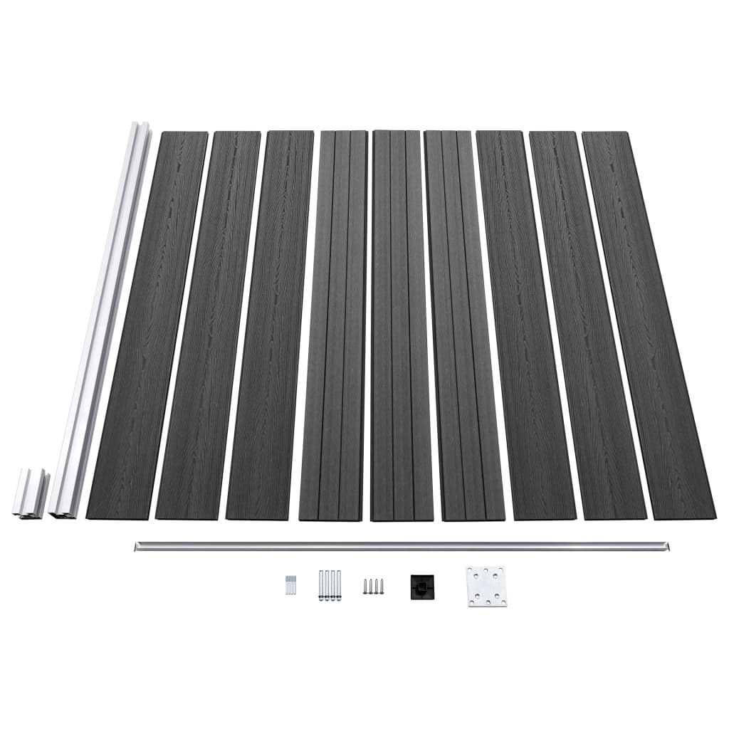 Zaunelement Set WPC 1138x(105-186)  cm Schwarz