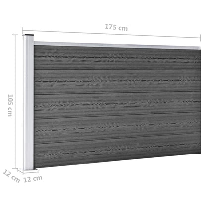 Zaunelement Set WPC 872x105 cm Schwarz