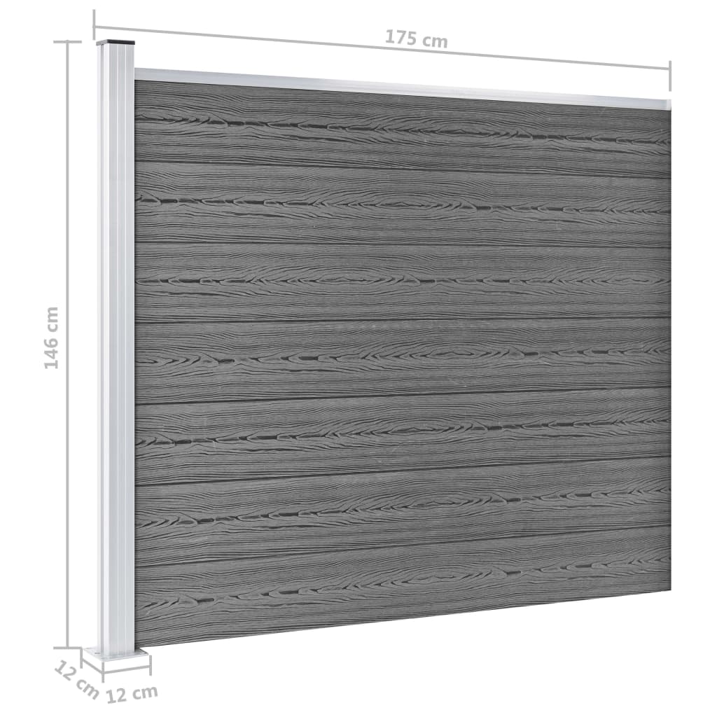 Zaunelement Set WPC 526x146 cm Grau