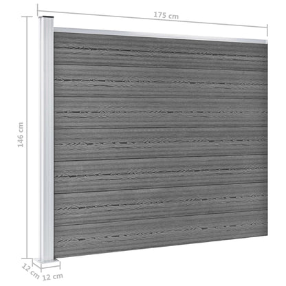Zaunelement Set WPC 526x146 cm Grau