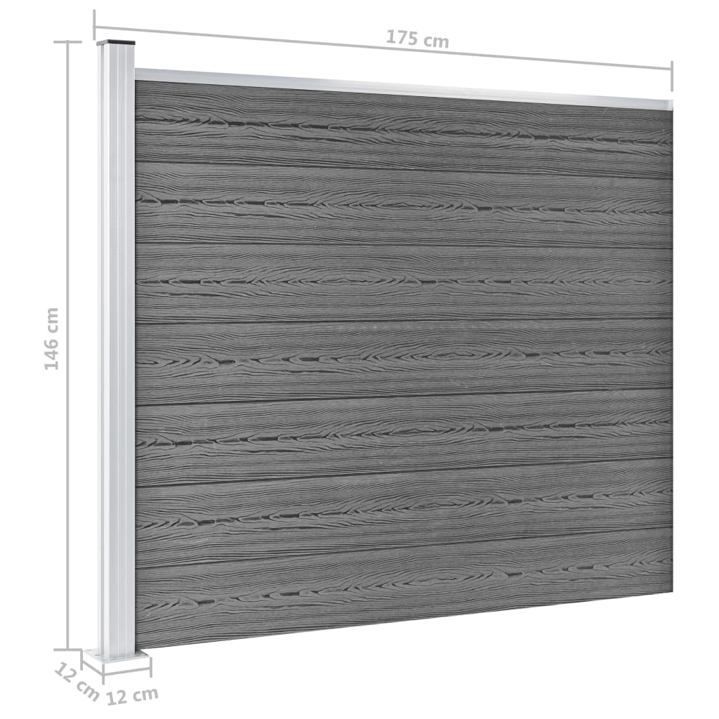 Zaunelement Set WPC 699x146 cm Grau