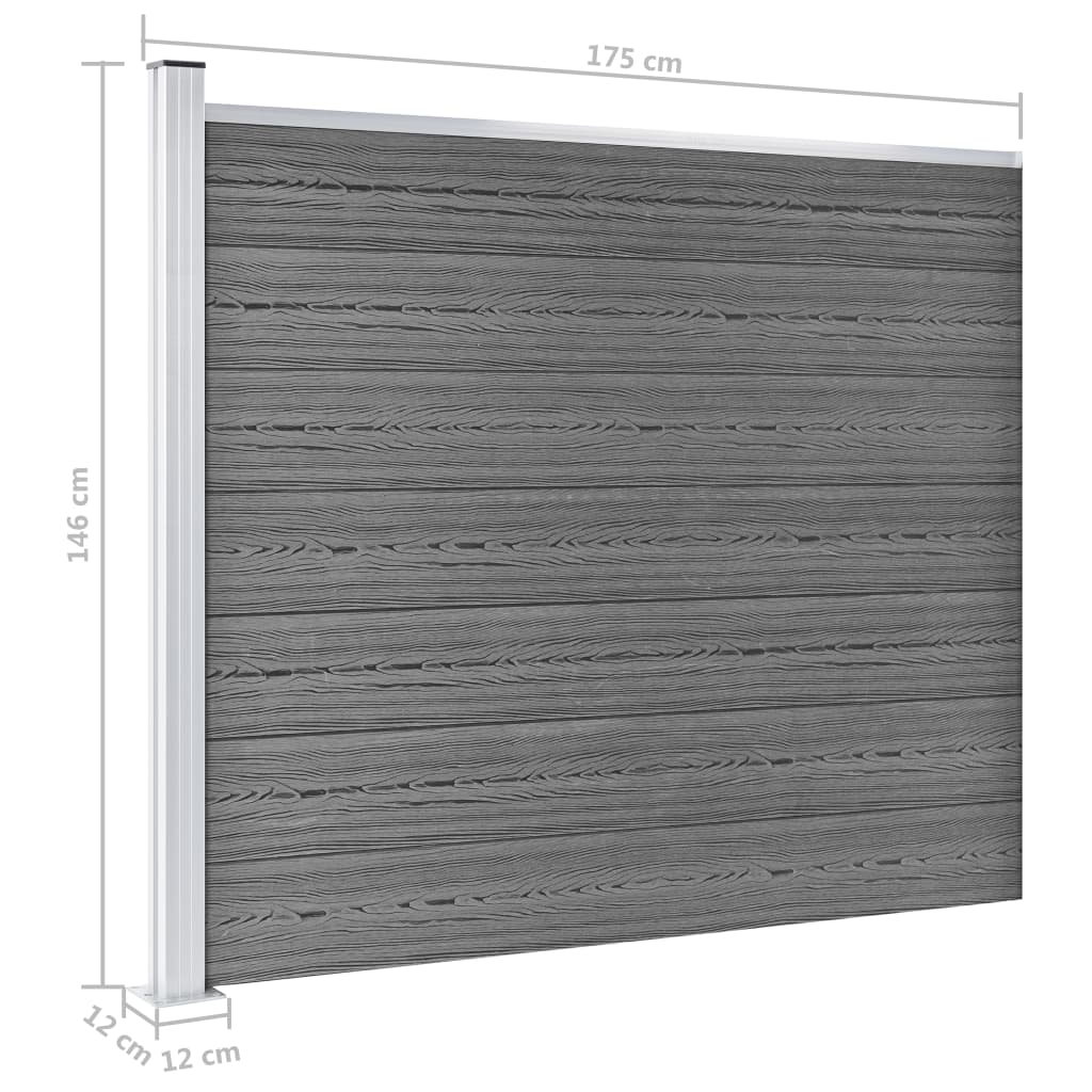 Zaunelement Set WPC 872x146 cm Grau