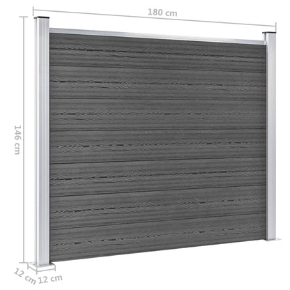 Zaunelement Set WPC 353x146 cm Schwarz