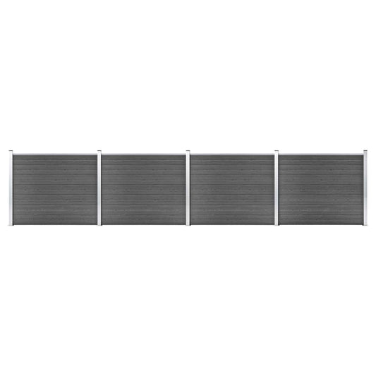 Zaunelement Set WPC 699x146 cm Schwarz