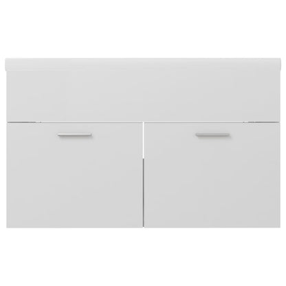 Waschbeckenunterschrank mit Einbaubecken Hochglanz-Weiß