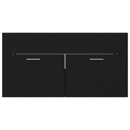 Waschbeckenunterschrank mit Einbaubecken Schwarz Holzwerkstoff