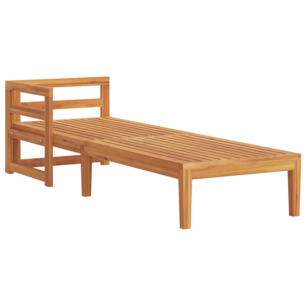 Sonnenliege mit 1 Armlehne Cremeweiß Massivholz Akazie