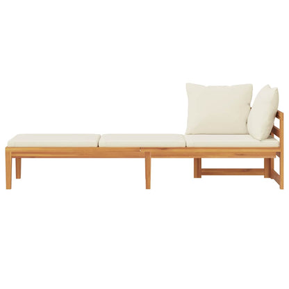 Sonnenliege mit 1 Armlehne Cremeweiß Massivholz Akazie