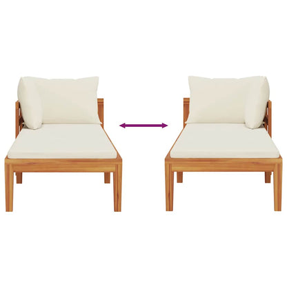 Sonnenliege mit 1 Armlehne Cremeweiß Massivholz Akazie