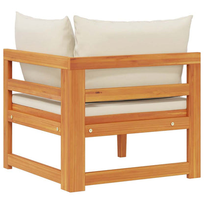 Ecksofa mit Cremeweißen Kissen Massivholz Akazie