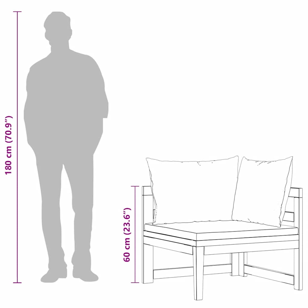 Ecksofa mit Cremeweißen Kissen Massivholz Akazie