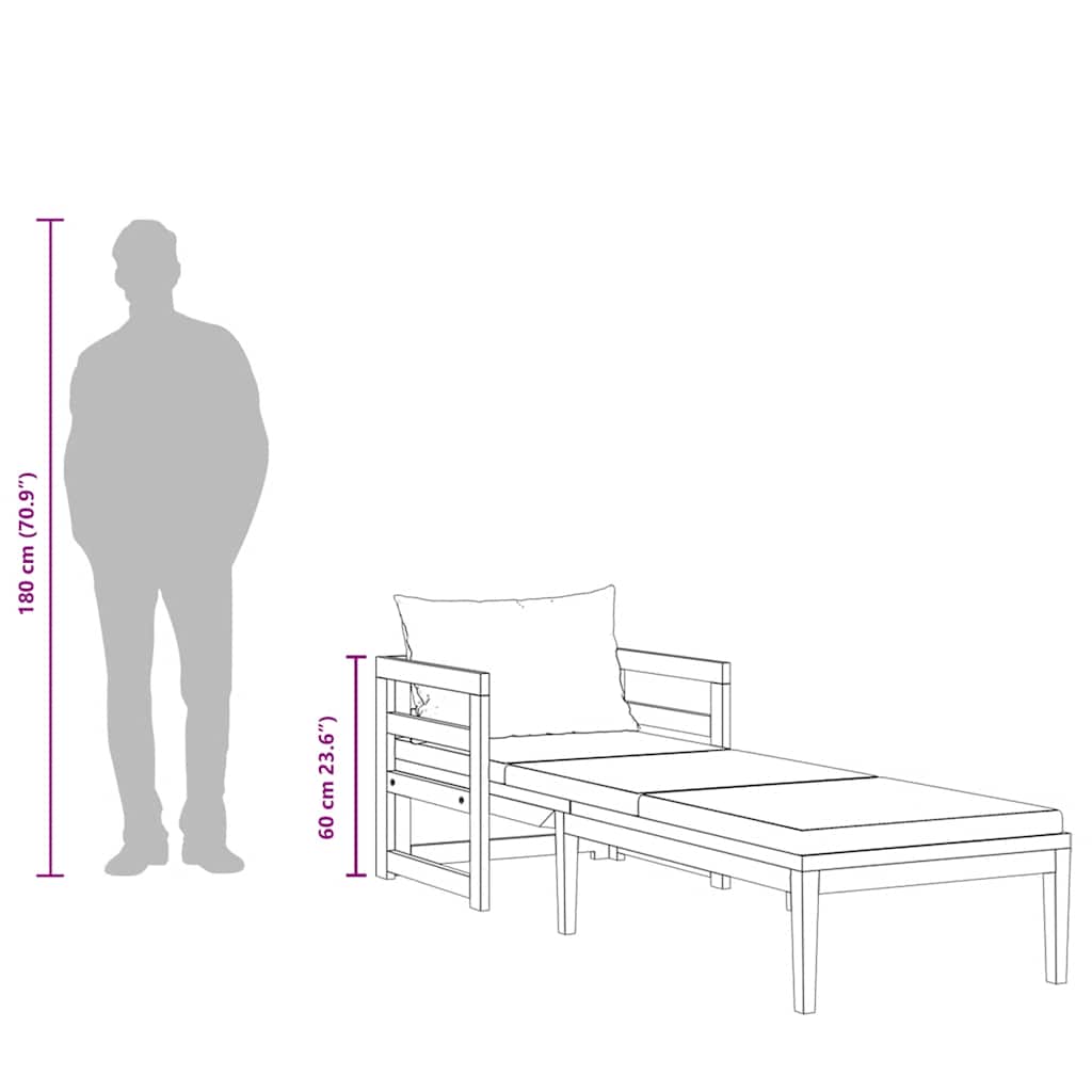 Sonnenliege mit Dunkelgrauen Kissen Massivholz Akazie
