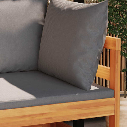 2-tlg. Garten-Lounge-Set mit Dunkelgrauen Kissen Akazienholz