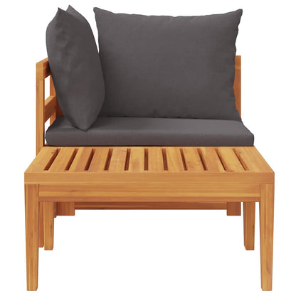 2-tlg. Garten-Lounge-Set mit Dunkelgrauen Kissen Akazienholz