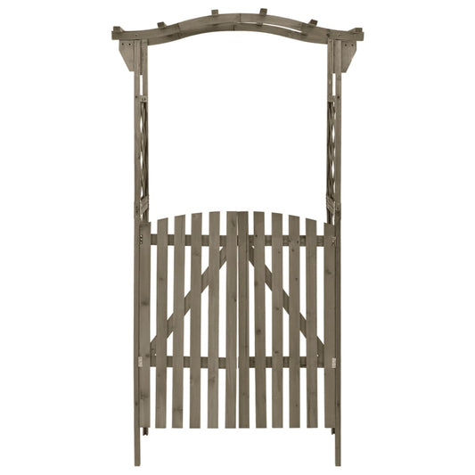 Pergola mit Tor 116x40x204 cm Grau Massivholz Tanne