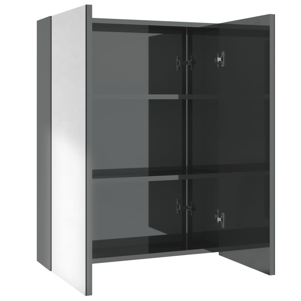 Bad-Spiegelschrank 60x15x75 cm MDF Glänzendes Grau