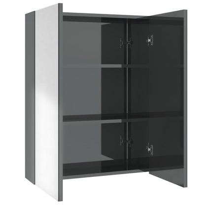 Bad-Spiegelschrank 60x15x75 cm MDF Glänzendes Grau