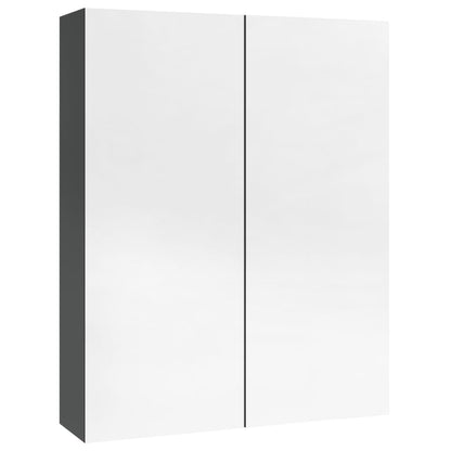 Bad-Spiegelschrank 60x15x75 cm MDF Glänzendes Grau