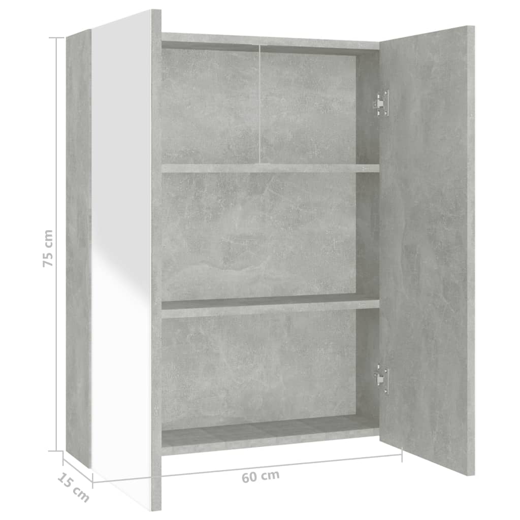 Bad-Spiegelschrank 60x15x75 cm MDF Betongrau