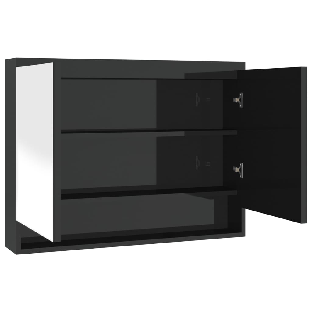 Spiegelschrank fürs Bad 80x15x60 cm Glänzend Schwarz