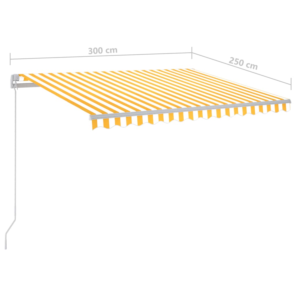 Markise Manuell Einziehbar mit LED 300x250 cm Gelb und Weiß