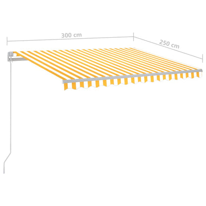 Markise Manuell Einziehbar mit LED 300x250 cm Gelb und Weiß