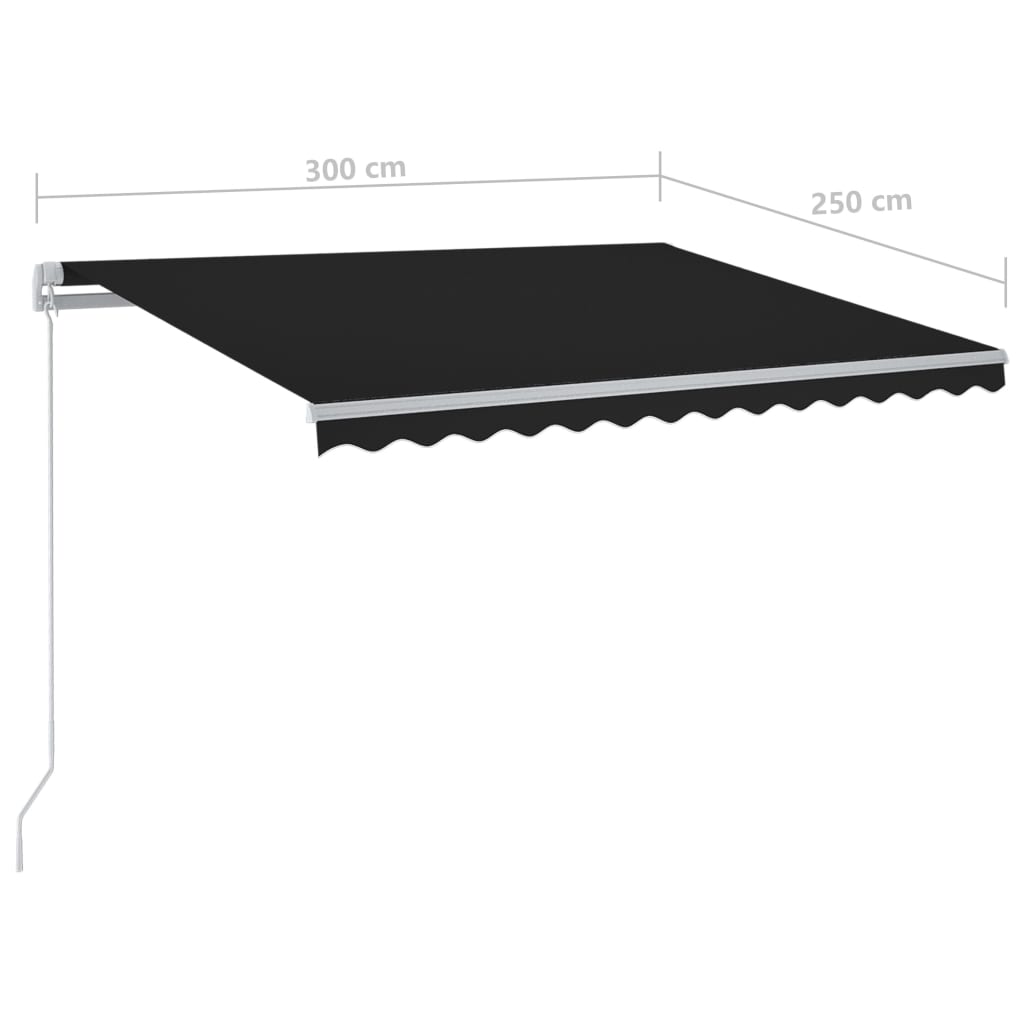 Markise Manuell Einziehbar mit LED 300x250 cm Anthrazit