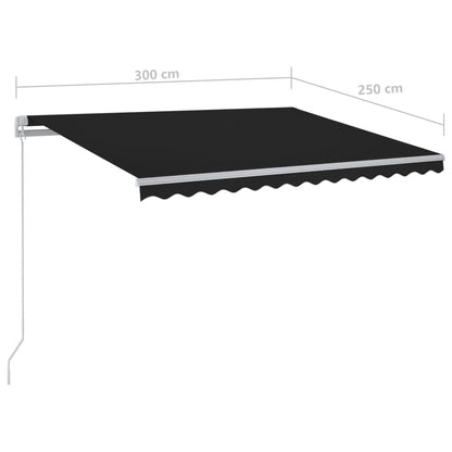 Markise Manuell Einziehbar mit LED 300x250 cm Anthrazit