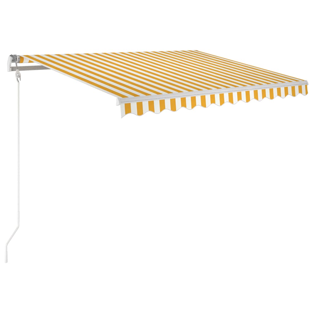 Markise Manuell Einziehbar 350x250 cm Gelb und Weiß