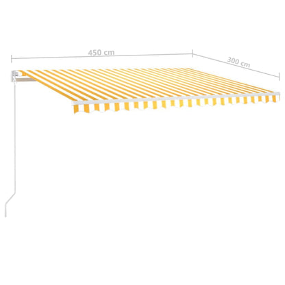 Markise Manuell Einziehbar 450x300 cm Gelb und Weiß