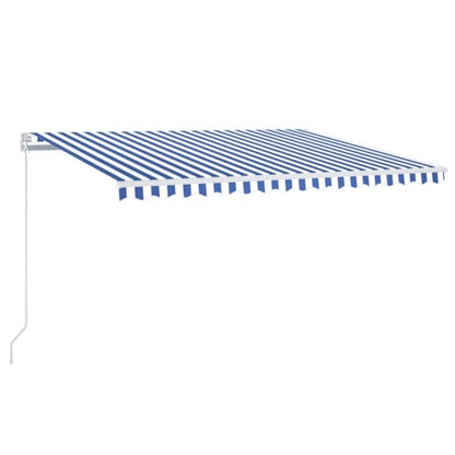 Markise Manuell Einziehbar mit LED 400x350 cm Blau und Weiß