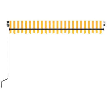 Markise Manuell Einziehbar mit LED 450x300 cm Gelb und Weiß
