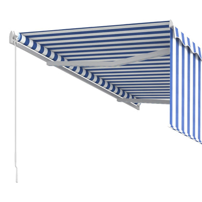 Markise Manuell Einziehbar mit Rollo 3,5x2,5m Blau & Weiß