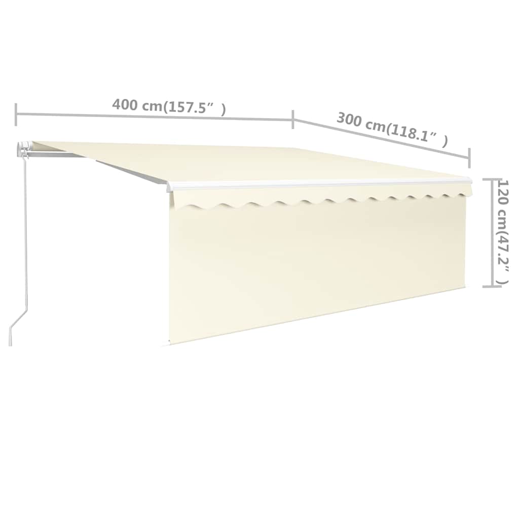 Markise Manuell Einziehbar mit Rollo 4x3 m Creme