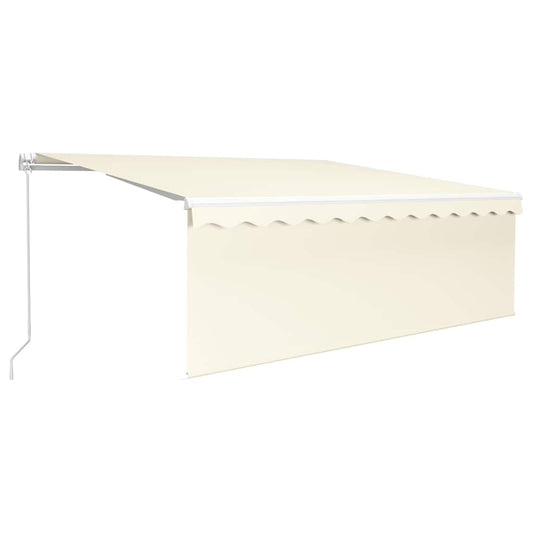 Markise Manuell Einziehbar mit Rollo & LED 4x3 m Creme