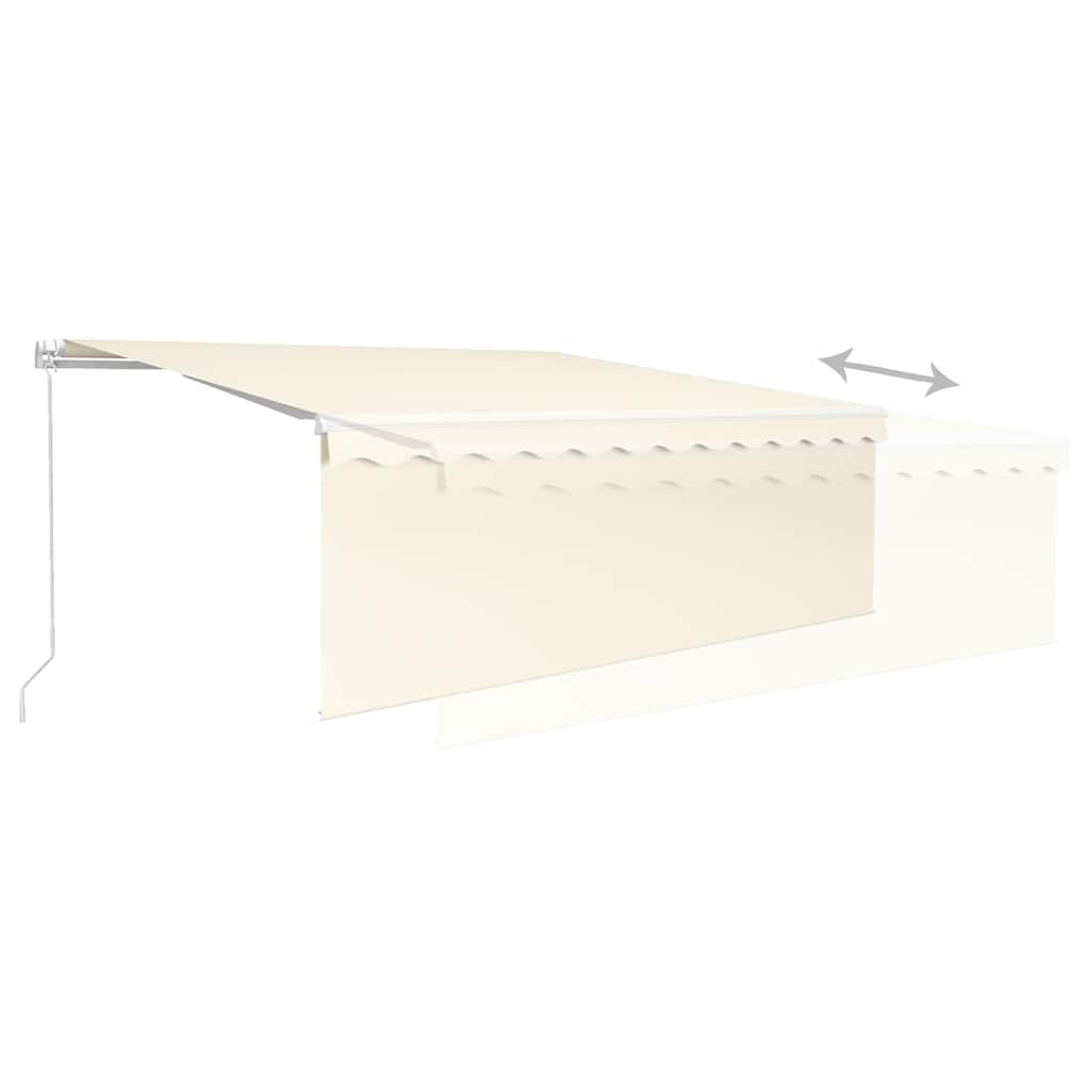 Markise Manuell Einziehbar mit Rollo & LED 4x3 m Creme
