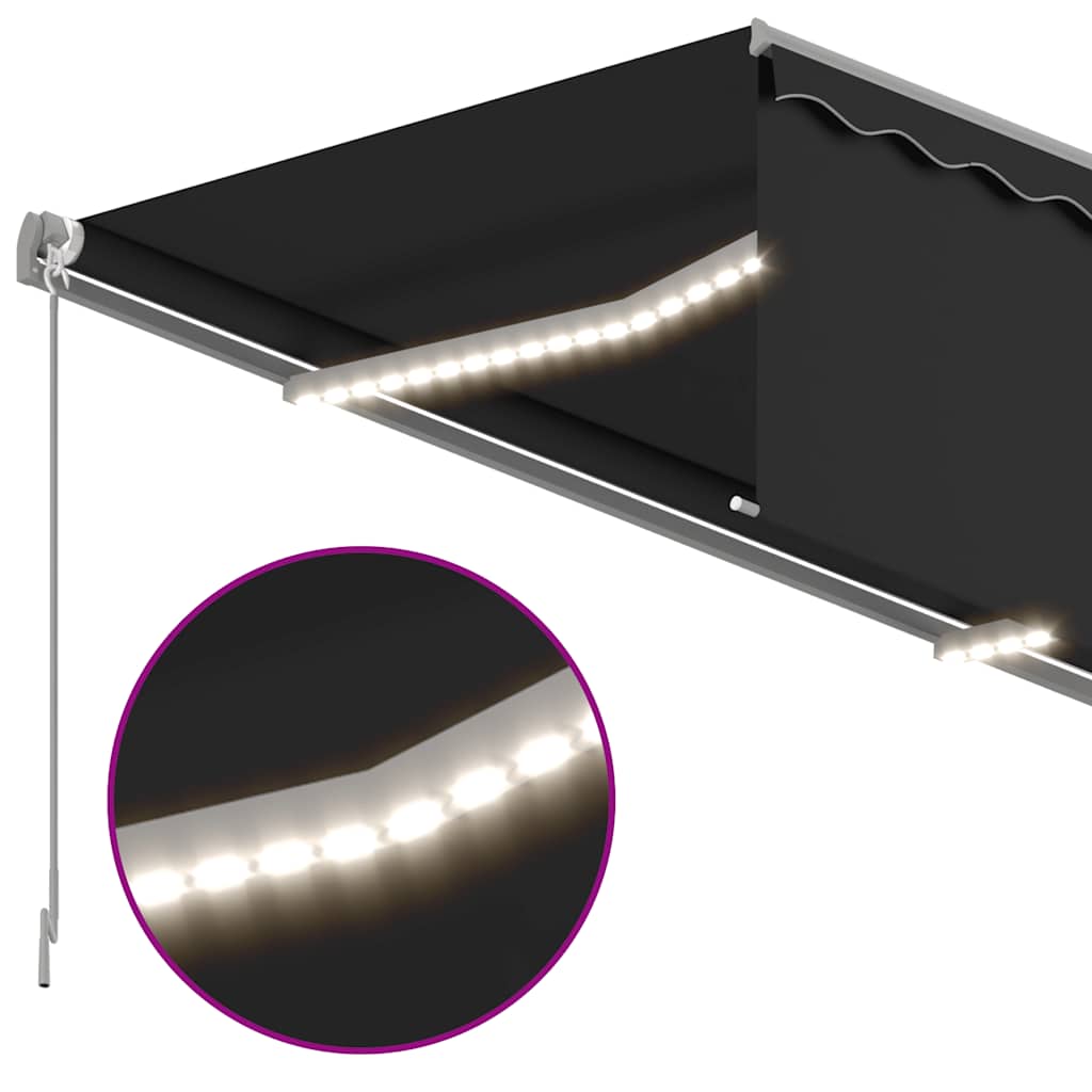 Markise Manuell Einziehbar mit Rollo & LED 3,5x2,5 m Anthrazit