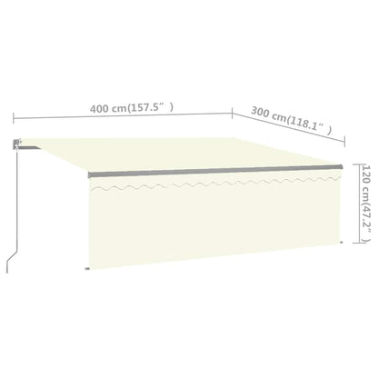 Markise Manuell Einziehbar mit Rollo 4x3 m Creme