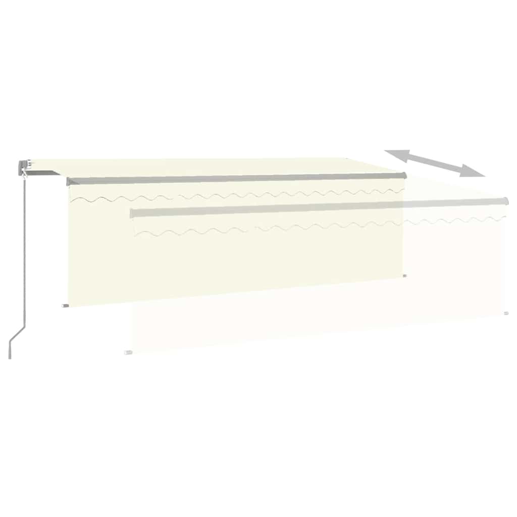 Markise Manuell Einziehbar mit Rollo & LED 4x3 m Creme
