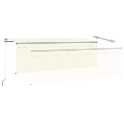 Markise Manuell Einziehbar mit Rollo & LED 4x3 m Creme