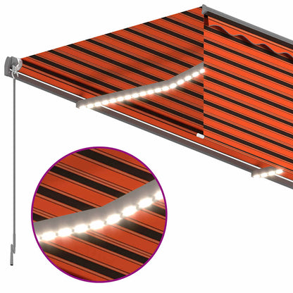 Markise Manuell Einziehbar mit Rollo & LED 4,5x3 m Orange Braun