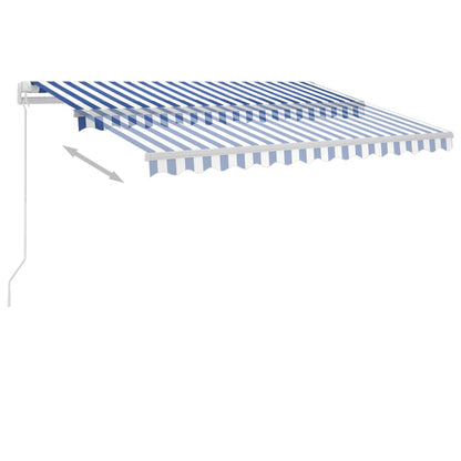 Markise Manuell Einziehbar mit LED 300x250 cm Blau Weiß